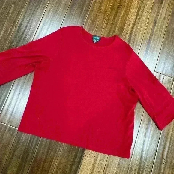 Lauren Ralf Lauren red adjustable 3/4 length sleeve top - size 3X - Picture 1 of 3